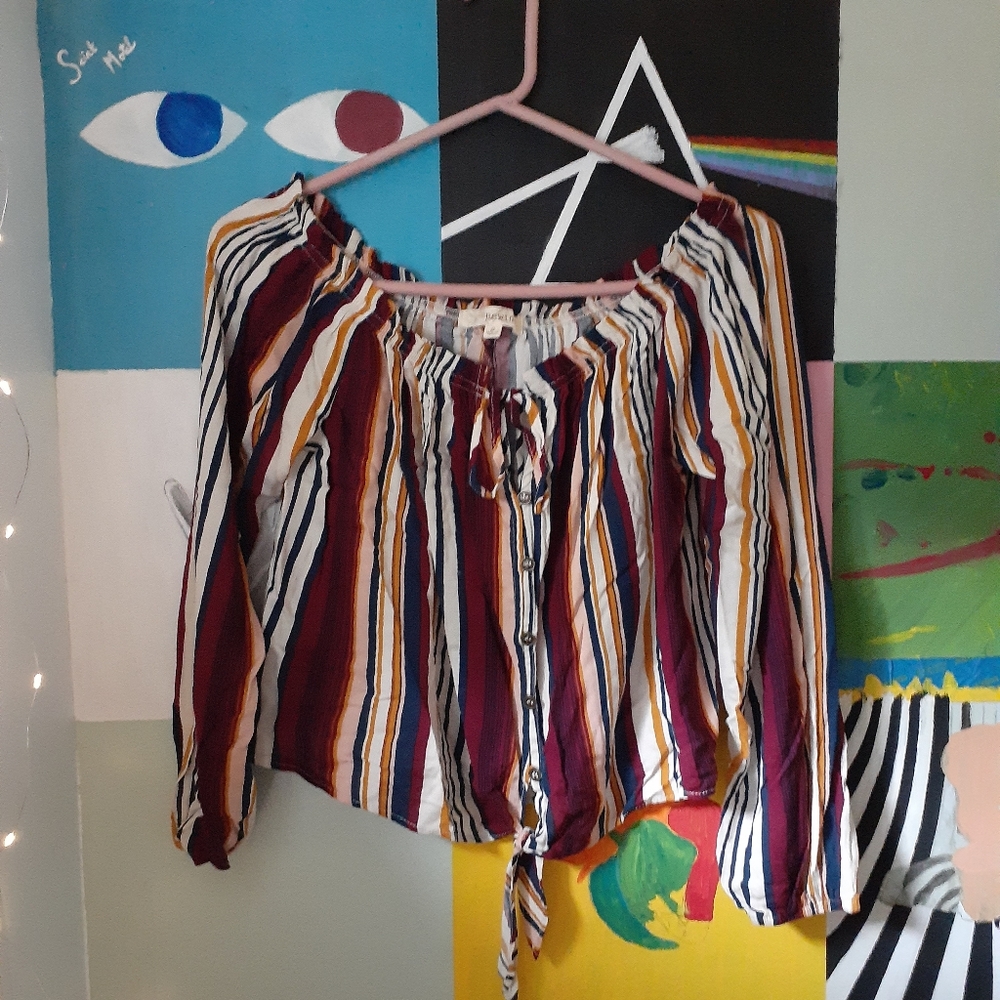 Striped, off the shoulder blouse